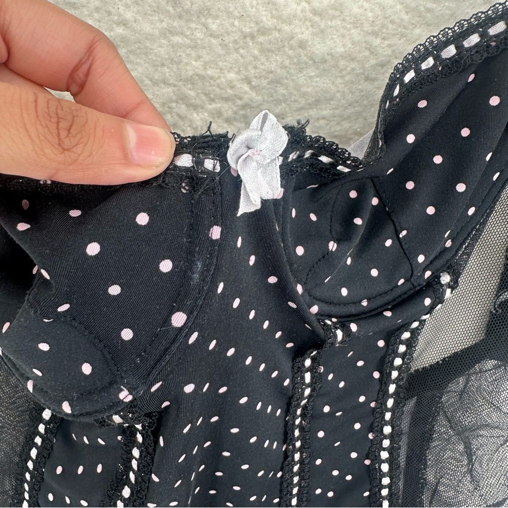 Polka Dot Vintage Y2K Rampage Black and Pink Corset Style Top/Lingerie - Picture 8 of 8